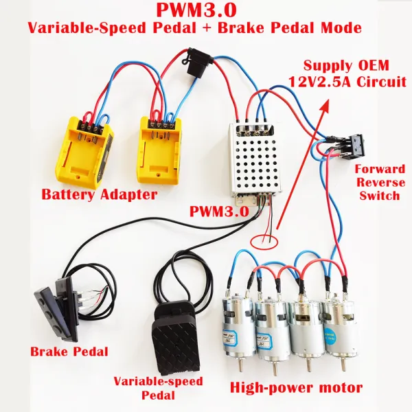 PWM3.0 Controller & Adapter Combo Kit, Perfect for Power Wheels Upgrade Mods | MgcSTEM